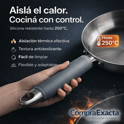 ProtegeMango® Funda de Silicona para Mangos de Sartén Anti Quemaduras Hasta 250°C