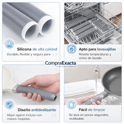 ProtegeMango® Funda de Silicona para Mangos de Sartén Anti Quemaduras Hasta 250°C